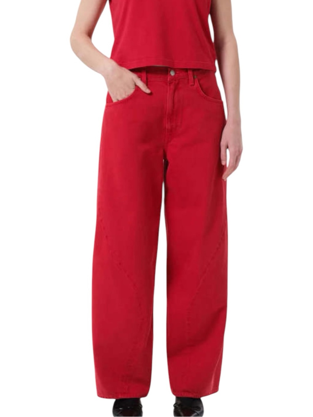 Agolde Twist Jeans Tomato Red Women’s Size 24 Wide Leg Rigid